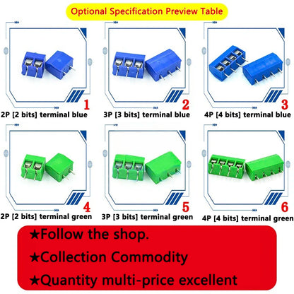 PCB Mount Screw Terminal Block Connector KF301 2P-4P 5.0 / 5.08mm Straight Pin