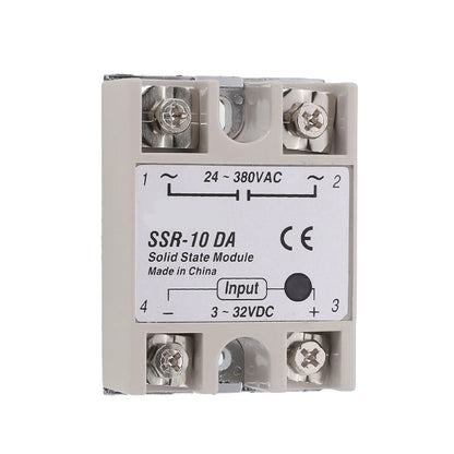 Single Phase Solid State Relay SSR-10DA DC Controlled AC Single-phase Solid State Relay 10A DC-AC Relay 3-32V DC To 24-380V AC
