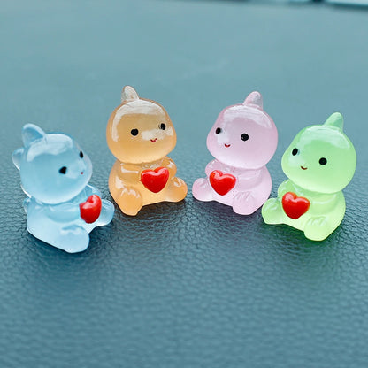 Dinosaur Hug Heart Car Ornament Luminous Dashboard Decor 10/1PCS
