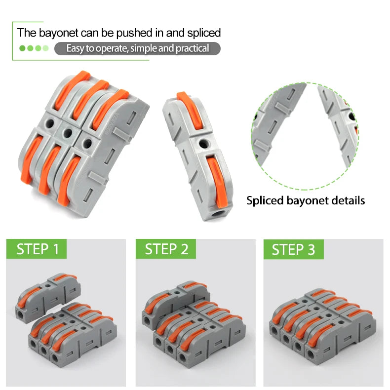 DIY GO Quick Splicing Multiplex Butt Wire Connector Compact Electrical Cable Terminal Block Home Wiring Junction Box Connector