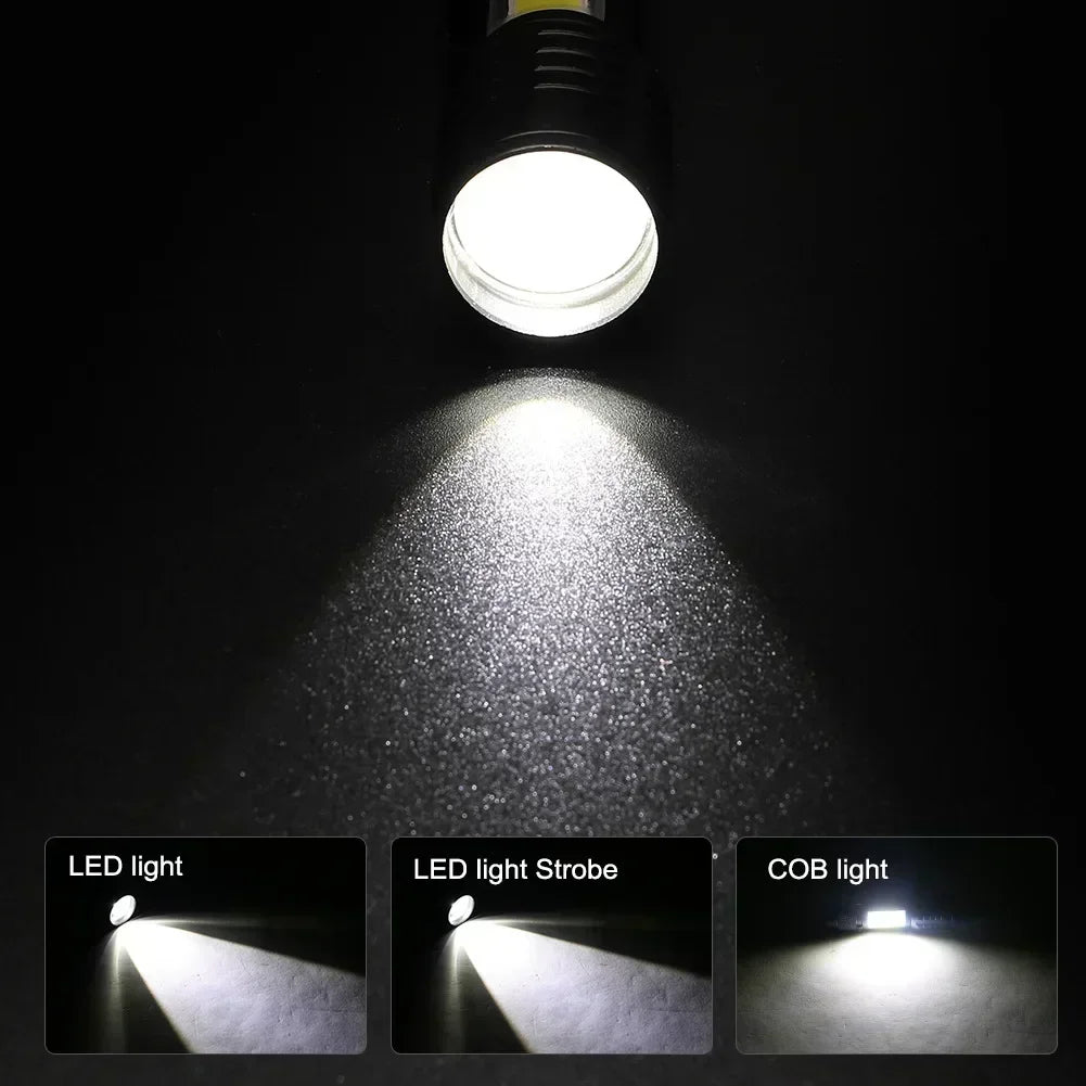 Rechargeable LED Pen Flashlight Mini Clip Waterproof Torch