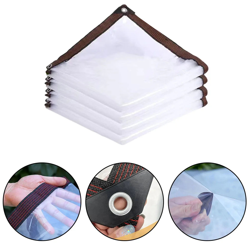 Transparent Waterproof Tarpaulin Clear Tarp PE Film Garden Patio Enclosure Wind And Cold Protection Plant Cover With Grommets