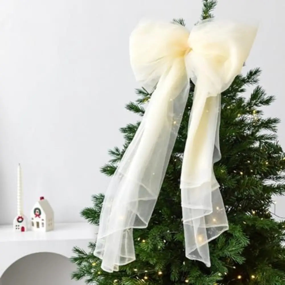Decorative Tree Top Christmas Bow Ornament with Yarn Material for Holiday Decoration on Trees Wreaths and Garlands Seasonal Use