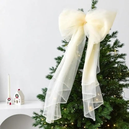 Decorative Tree Top Christmas Bow Ornament with Yarn Material for Holiday Decoration on Trees Wreaths and Garlands Seasonal Use