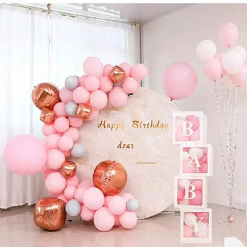 27/25cm Custom Transparent Letter Box A-Z Baby Shower Girl 1st Birthday Party Decoration Kids Wedding Birthday Balloon DIY Box