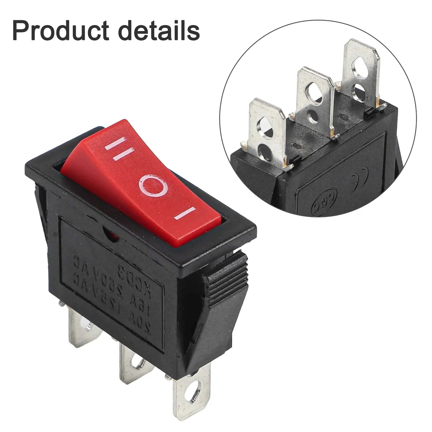 New Practical Quality Rocker Switch 3 Pins Electrical Equipment High Quality Joystick ON-OFF-ON Part RED 20A 125V