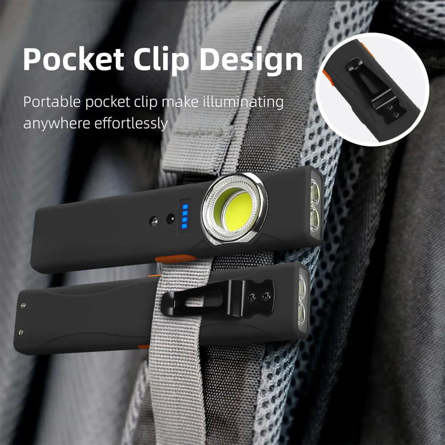 EDC LED Flashlight with Pen Clip Magnetic Rechargeable Work Light