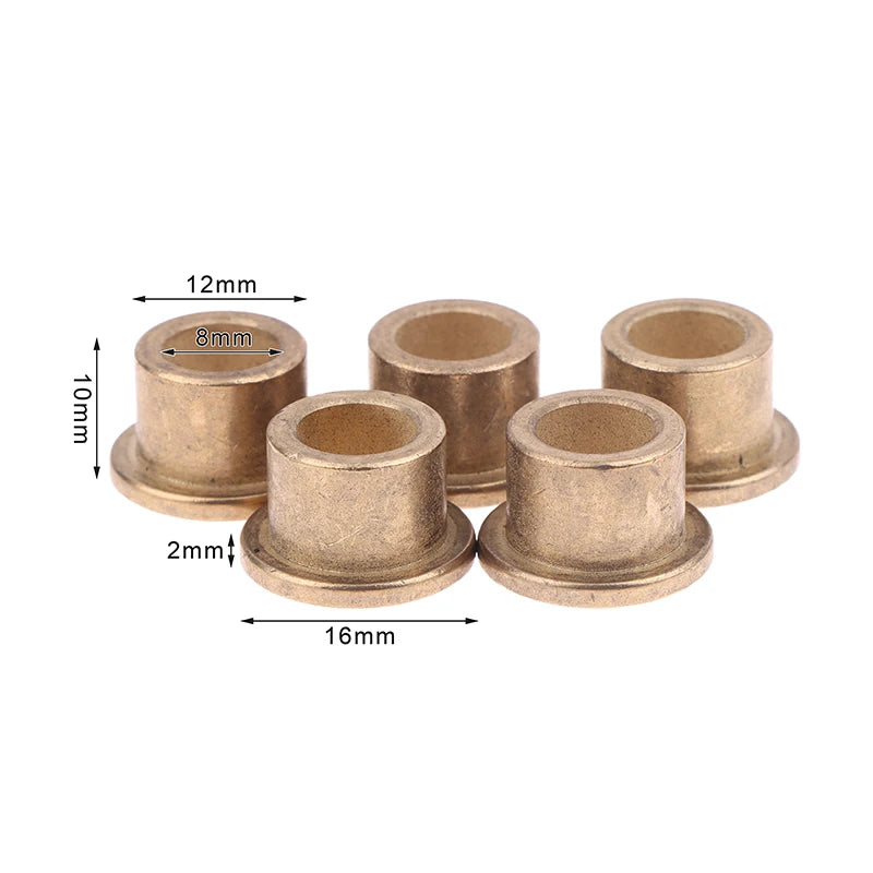 8mm Powder Metallurgy Oil Bearing Copper Sleeve Flange Bushing 5pcs