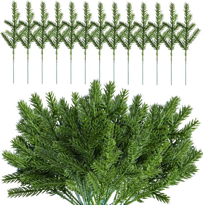 50/1PCS Christmas Artificial Branches Pine Needles Fake Plants Wreath Vine Rattan for Xmas Tree Gift Box Wedding Flowers Decor