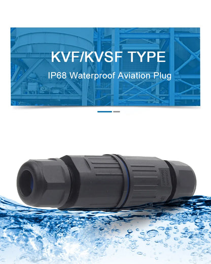 IP68 Waterproof Cable Connector Quick Connection KVSF-15, 2 in 2 out 2/3/4/5 Pin Electrical Terminal Adapter