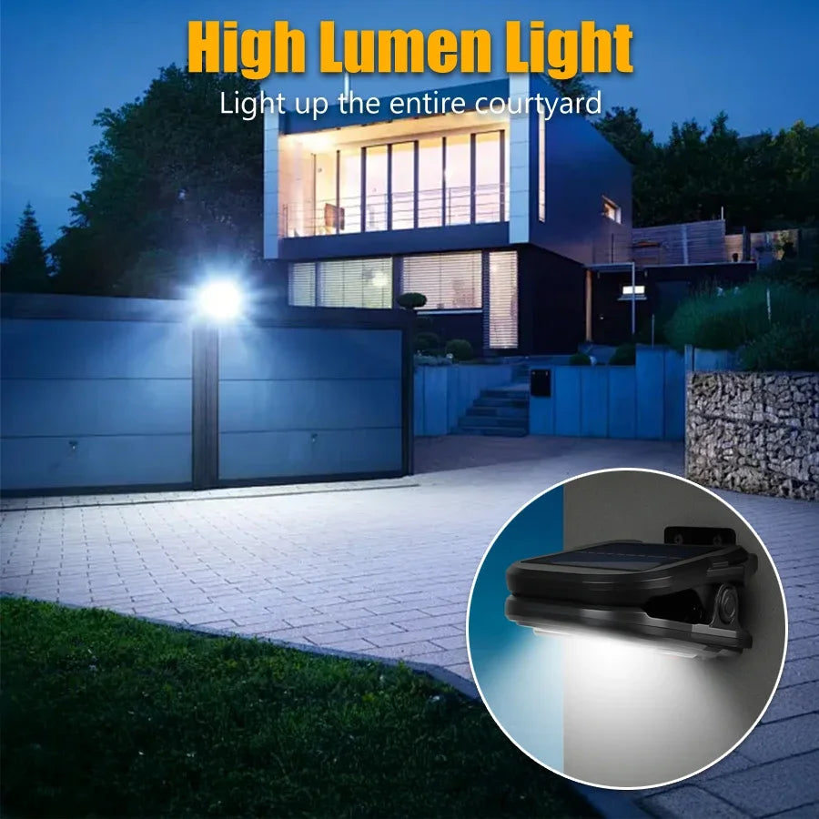 High Bright Solar Wall Light with Motion Sensing Outdoor LED Type-C Rechargeable Waterproof Lantern for Garden Balcony Staircase