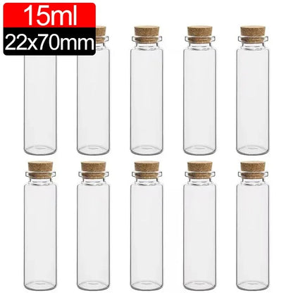 Mini Glass Bottles with Cork Stoppers DIY Wishing Vials 50/10PCS