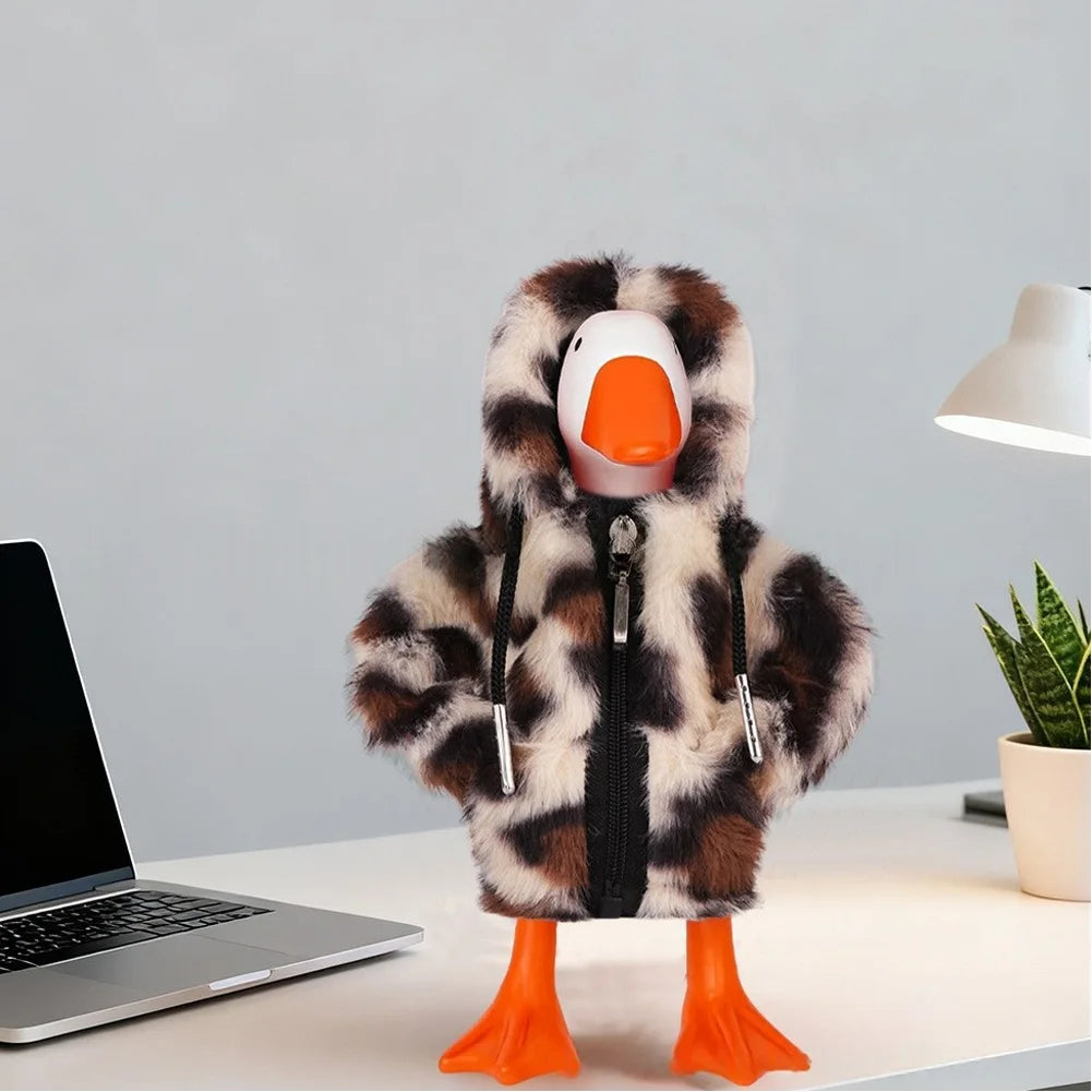 Zippered white outfit for 7 inch desktop goose soft fabric clothing for decorative home and office desktop use