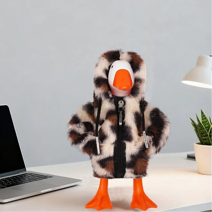 Zippered white outfit for 7 inch desktop goose soft fabric clothing for decorative home and office desktop use