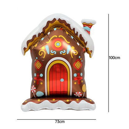 Christmas Foil Balloon, Giant Santa Claus and Gingerbread Man Decor, Aluminum Foil Balloon for Xmas Party, Air Globos Supplies
