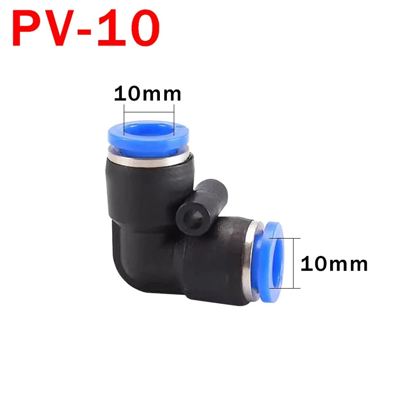 PV Elbow Pneumatic Quick Fitting 4/6/8/10/12mm Air Water Hose Push Connector Industrial Heavy Duty Leak-Proof Seal