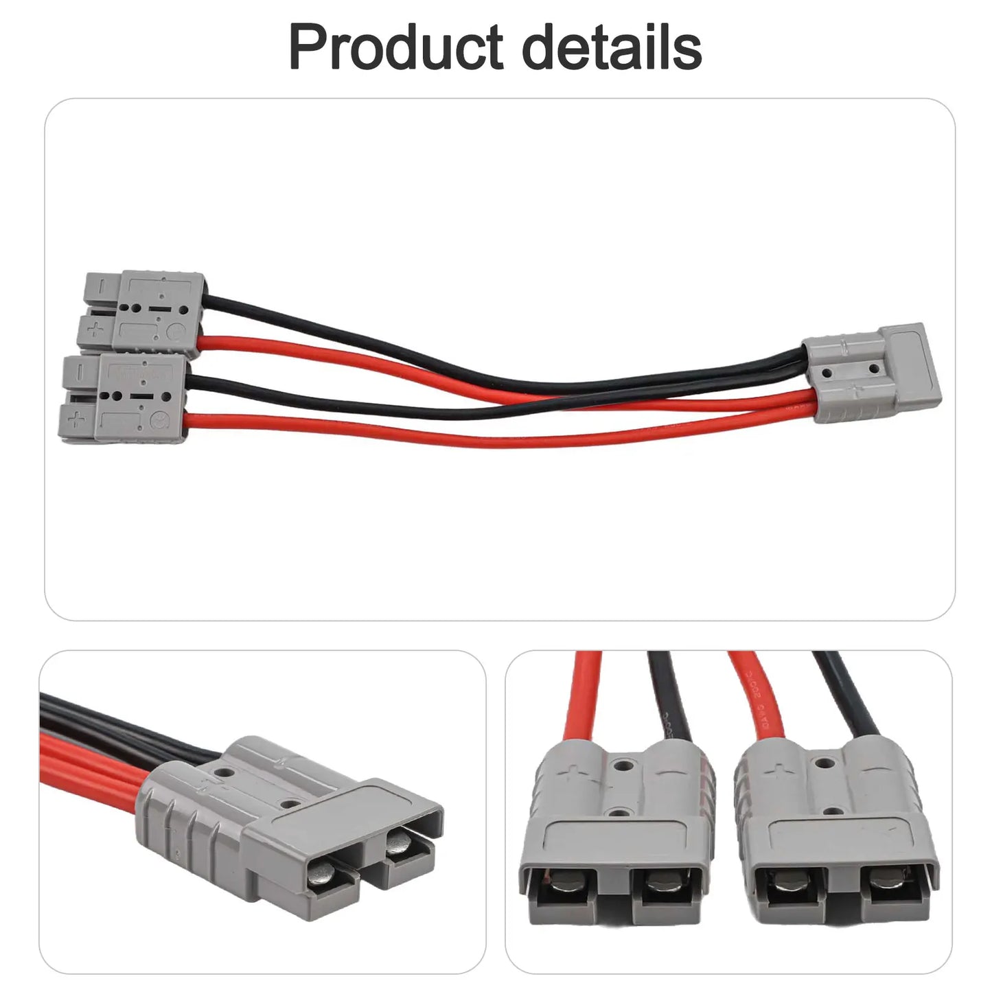 1pc 50A For Anderson Plug Connector Double Y Adapter 4mm Car Cable 4 Square Wires 30cm For Forklifts Stackers Vehicles