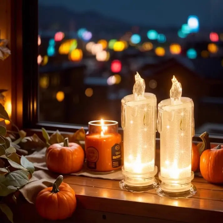 Crystal LED Flameless Candle Light Battery Night Lamp Wedding Decor