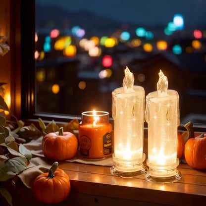 Crystal LED Flameless Candle Light Battery Night Lamp Wedding Decor