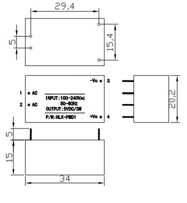 HLK Series AC-DC Mini Power Supply Module 220V to 3.3V/5V/12V for Smart Home and DIY Electronics