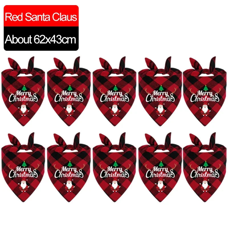 10/1PCS Christmas Dog Cat Triangle Scarf Cartoon Santa Claus snowman Triangle Scarf Pet Saliva Towel Christmas Pet Supplies