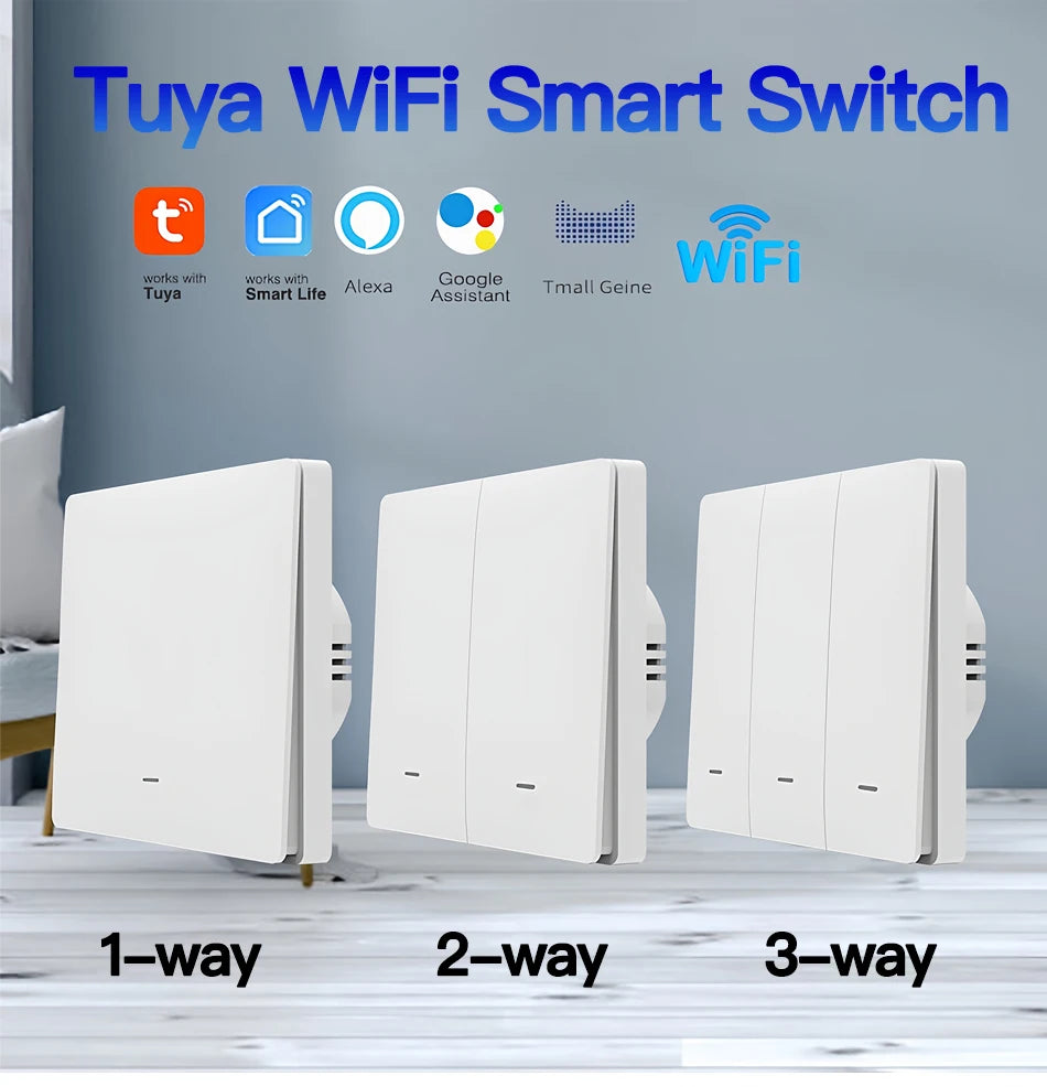 Tuya ZigBee Smart Light Switch No Neutral Wire 1/2/3 Gang Wall Touch Switch Works with Alexa Google Home
