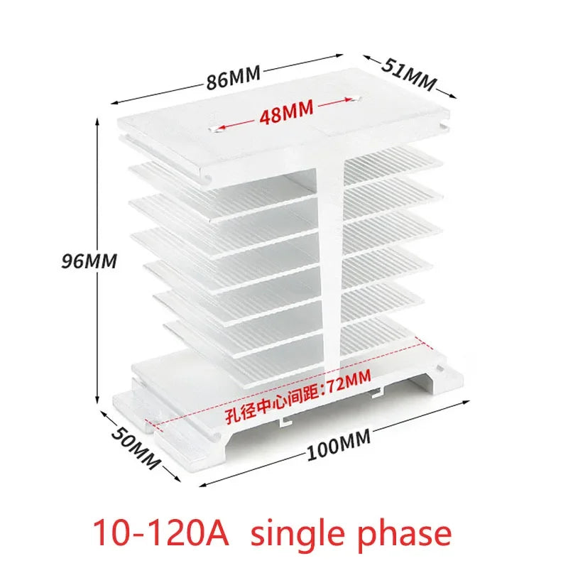 Aluminum Heat Sink for SSR Solid State Relay 10A–100A 12V–220V Cooling Base Single/Three Phase
