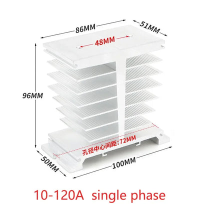 Aluminum Heat Sink for SSR Solid State Relay 10A–100A 12V–220V Cooling Base Single/Three Phase
