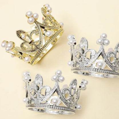 Mini Crown Cake Topper Pearl Tiara Gold Silver 20/1PCS