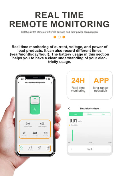 DGB-63TD Tuya WiFi Smart Switch, Current Voltage Leakage Protection Metering Circuit Breaker, Remote Control Wireless Timer Relay