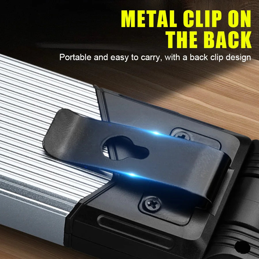Portable Telescopic LED Work Light with Magnetic/Clip C Rechargeable Auto Repair Flashlight Red White Side Light Outdoor Camping