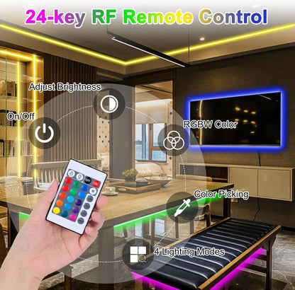 USB LED Strip Light RGB 2835 SMD Flexible Tape with Remote 1-5M Backlight