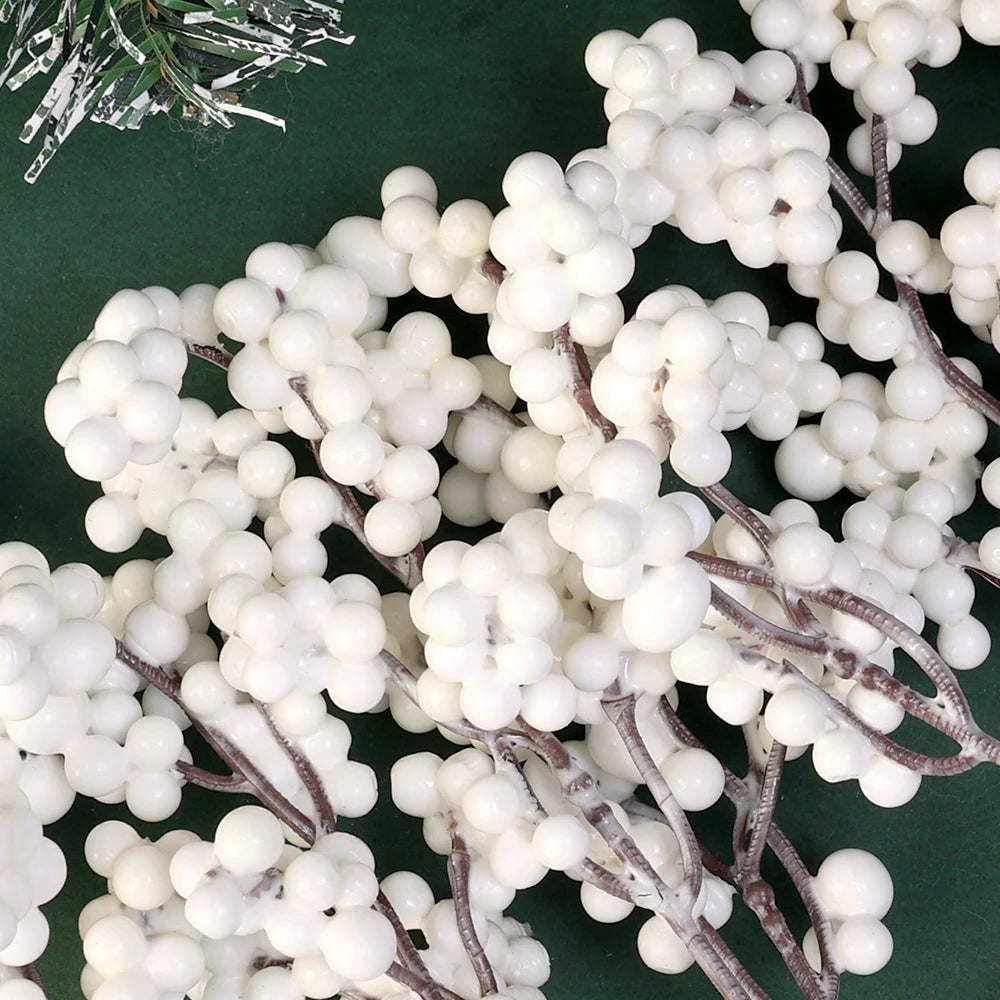 40/4PCS Artificial White Berries Stems Christmas Berry Branches Fake Fruit Flowers DIY Wedding Party New Year Home Decorations