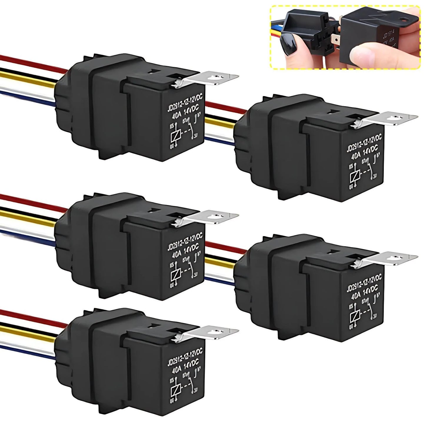 12V 40A Waterproof Automotive Relay 5Pin with Harness Socket 1/5pcs