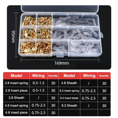 Gold Silver Docking Terminal Cable Bare Terminal with Spring Insert Sheath, Male and Female Pair Terminal Box
