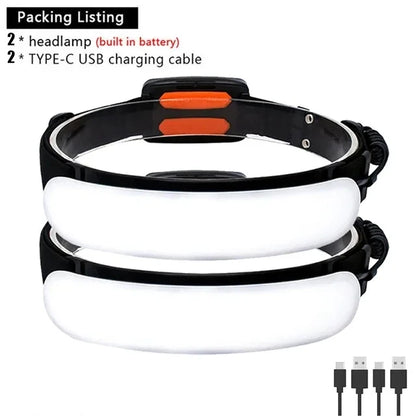5000mAh COB Headlamp 31LED USB Rechargeable Wide Angle Waterproof Headlight