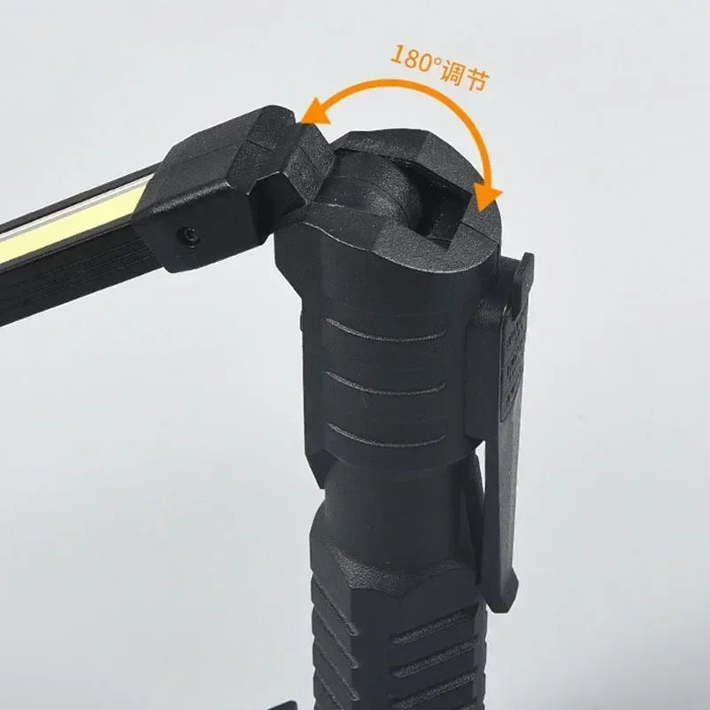 Powerful Fold Flashlight Type-c Rechargeable Lantern Built-in Battery Magnetic LED Work Lights for Camping Garage Emergency Lamp