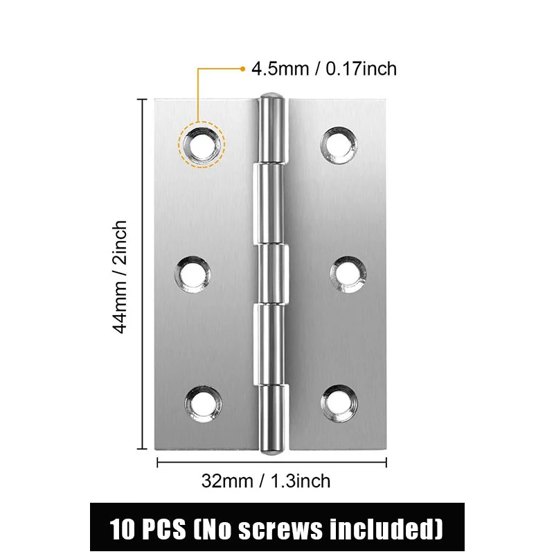 10pcs Stainless Steel Door Hinges for Cabinet & Furniture