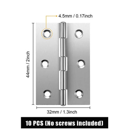 10pcs Stainless Steel Door Hinges for Cabinet & Furniture