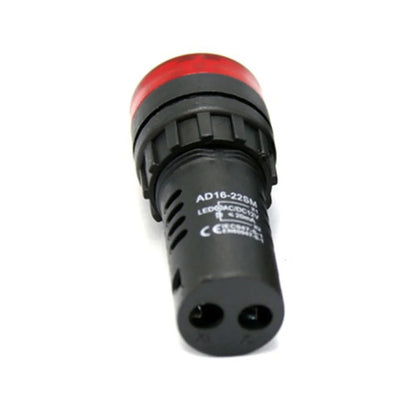 22mm Sound & Light Alarm — AD16-22SM Red LED Buzzer, AC/DC 12V/24V/220V