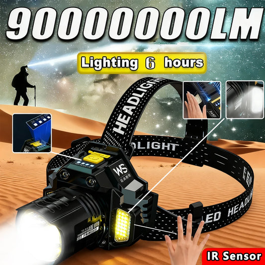 Powerful Motion Sensor LED Headlamp Rechargeable COB Head Flashlights Outdoor Camping Headlight Telescopic Zoomable Head Lamp