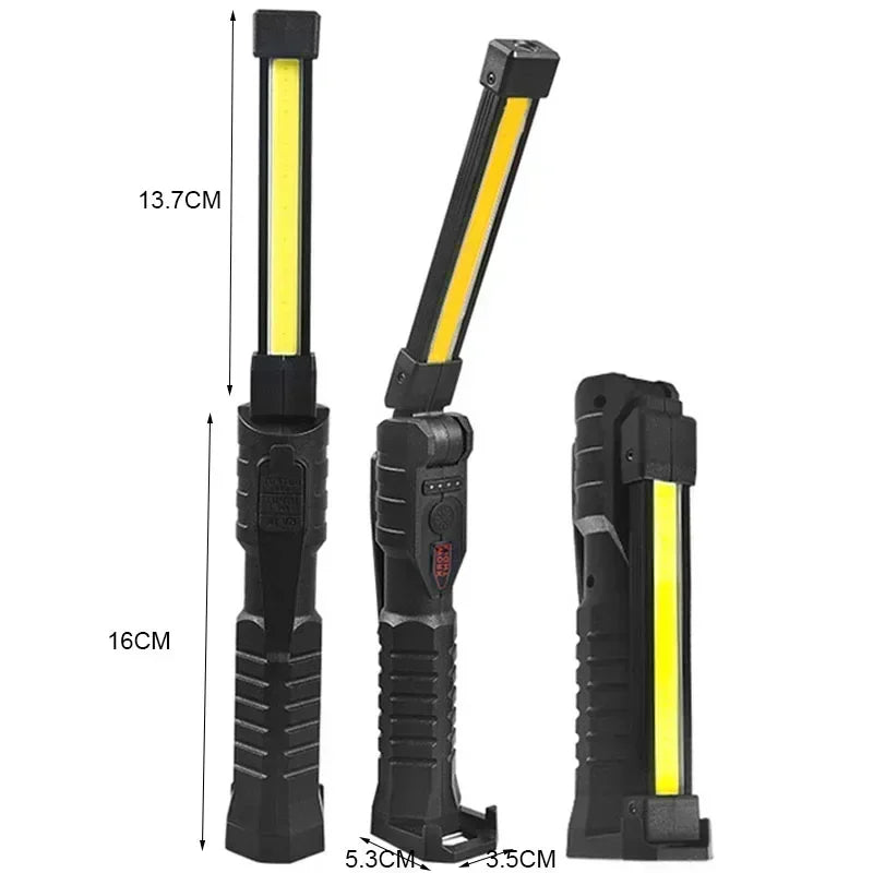 Powerful Fold Flashlight Type-c Rechargeable Lantern Built-in Battery Magnetic LED Work Lights for Camping Garage Emergency Lamp