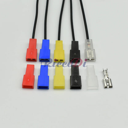 DJ7013B-6.3-21 Automotive Yellow Rectangular Connector — 6.3mm 1-Pin Jacketed Wiring Plug with Terminal