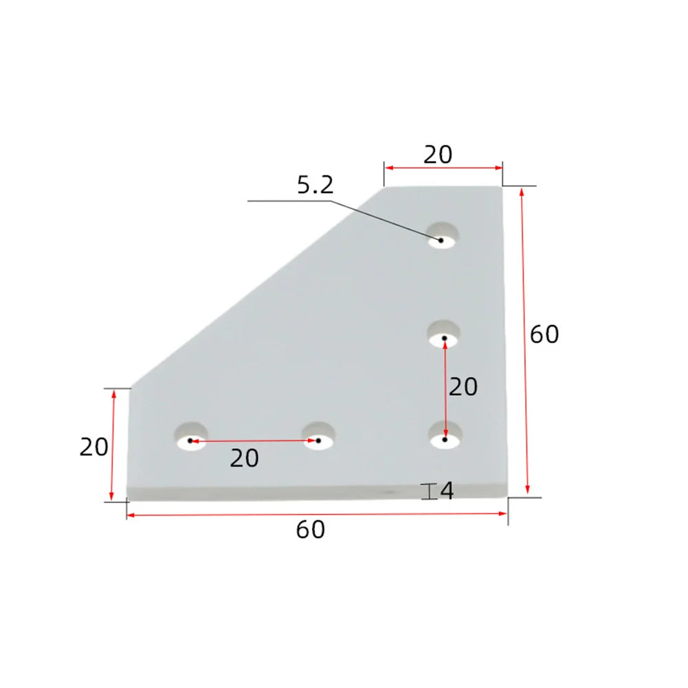 1 PCS  Plate Joint Board Plate Corner Angle Bracket For 2020 Aluminum Profile 5Hole 90 Degree Without Screws Home Hardware