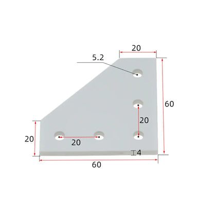 1 PCS  Plate Joint Board Plate Corner Angle Bracket For 2020 Aluminum Profile 5Hole 90 Degree Without Screws Home Hardware