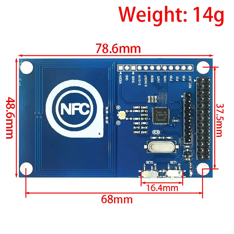 13.56MHz PN532 NFC Reader/Writer Module Compatible with Raspberry Pi