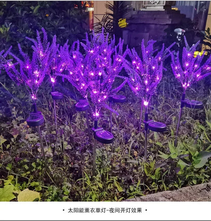 Purple Lavender Flower Solar Garden Lights Outdoor Decorative Lawn Lamp for Patio Yard Decor