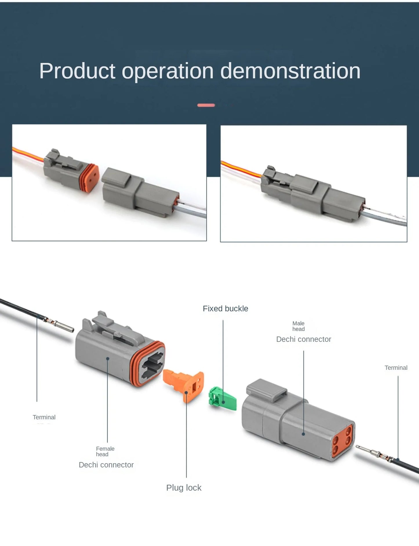 6 Pin Way Deutsch DT04-6P DT06-6S Waterproof Electrical Wire Connector 16-22 AWG DT Series Male Female