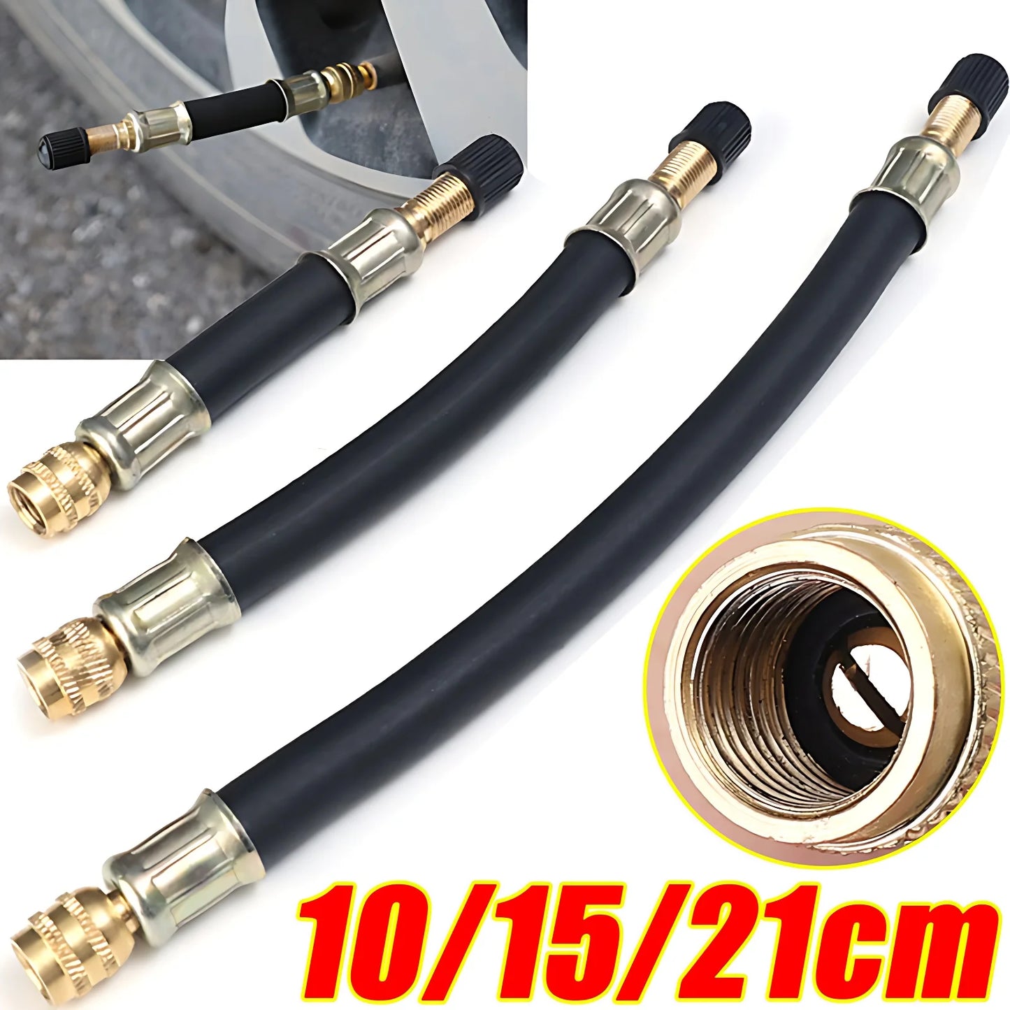 Flexible Rubber Tyre Valve Extension Tube 10/15/21cm for Cars & Trucks
