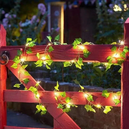 2026 Solar Vine String Lights, 50/100/150 LED Green Fairy Lights with Pothos Leaves for Wedding, Christmas, Home Wall Decor